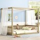preview thumbnail 36 of 49, Full Size Wood Canopy Bed with Guardrails,Floor Bed For Kids