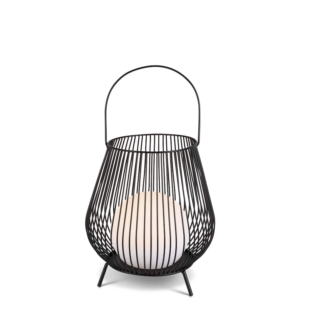 9.65 in H Metal Wire Lantern with Solar Ball and Handle