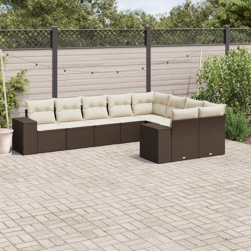 vidaXL Patio Sofa Set with Cushions Outdoor Conversation Furniture Poly Rattan