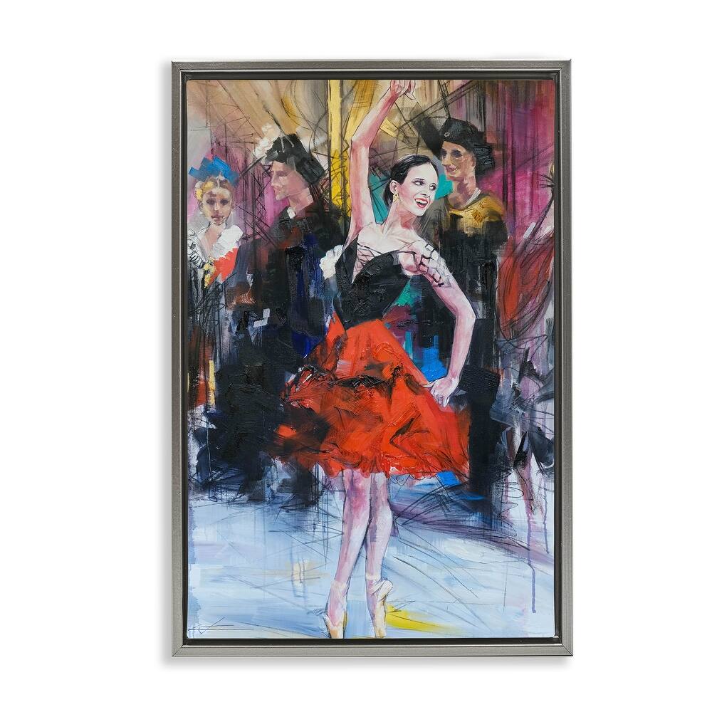 Stupell Abstract Ballerina Bold Collage Framed Floater Canvas Wall Art Design By Lucille Lee