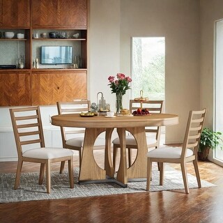 5-Piece Retro Rustic Functional Dining Set,1 Extendable Table with a 16 ...