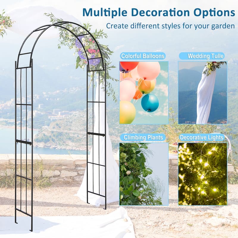 Costway Garden Arch Arbor Trellis Pergola 7.5 ft Metal Archway for - See Details