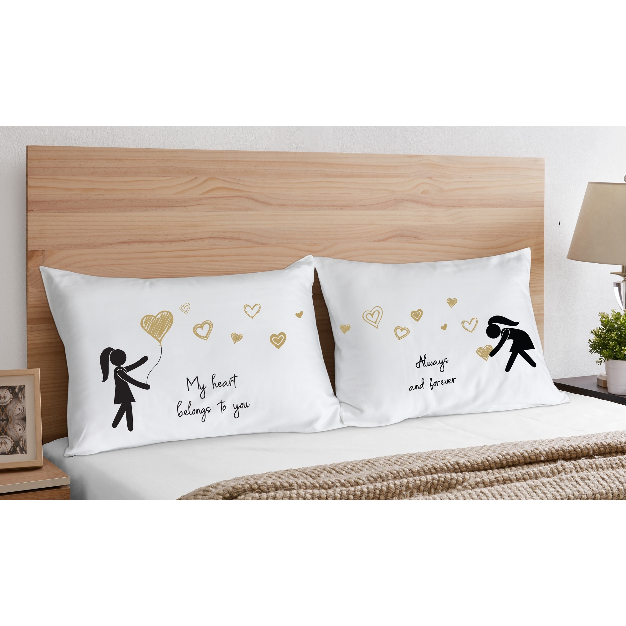 Sweet Jojo Designs Hers and Hers Couples Pillow Shams 2pc Set Gold Black White Lesbian Women Gay Love LGBTQ Valentine Romantic Bed Bath Beyond 39084689