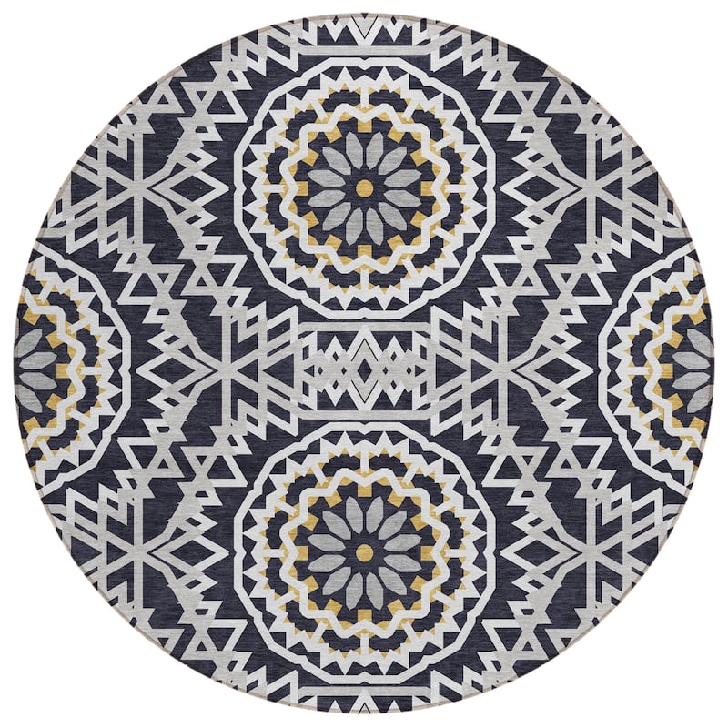 HomeRoots Floral Medallion Transitional Rectangle Outdoor Rug