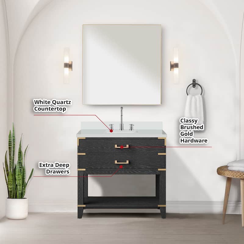 Norwalk Bath Vanity with Quartz Top, Sink, Mirror and Faucet