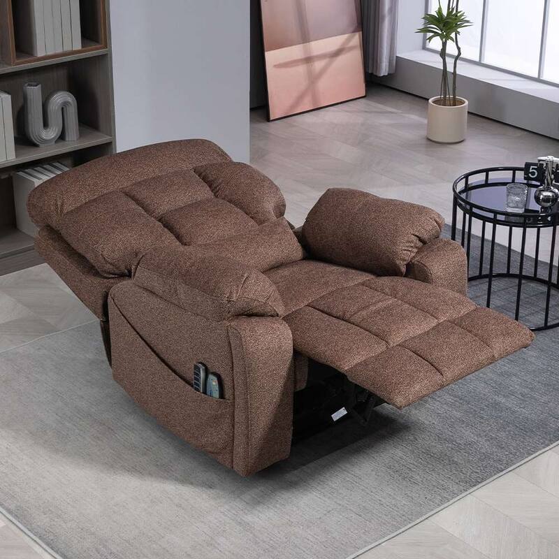 Upgraded Flagship 4-Motor Independent Control Oversized 180° Lay Flat Chenille Power Lift Recliner Chair
