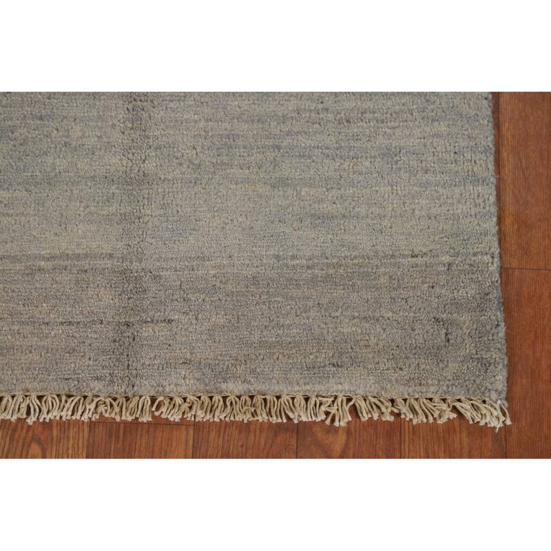 Contemporary Gabbeh Oriental Foyer Rug Hand-Knotted Grey Wool Carpet - 2'0"x 3'0"
