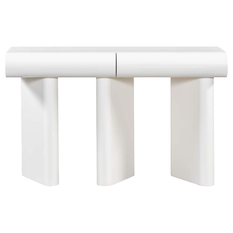 47.6-Inch Modern Painted Entryway Table – Features 2 Curved Drawers & Geometric Legs, Space-Saving Design.