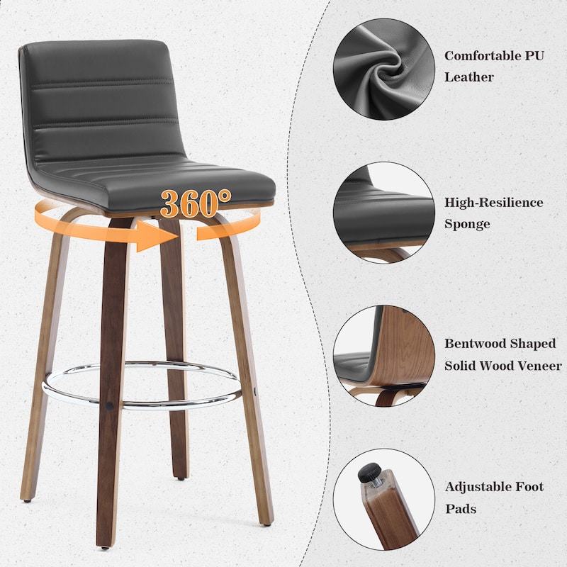 26"/29" Faux Leather Swivel Bar/Counter Stools, Set of 2/3