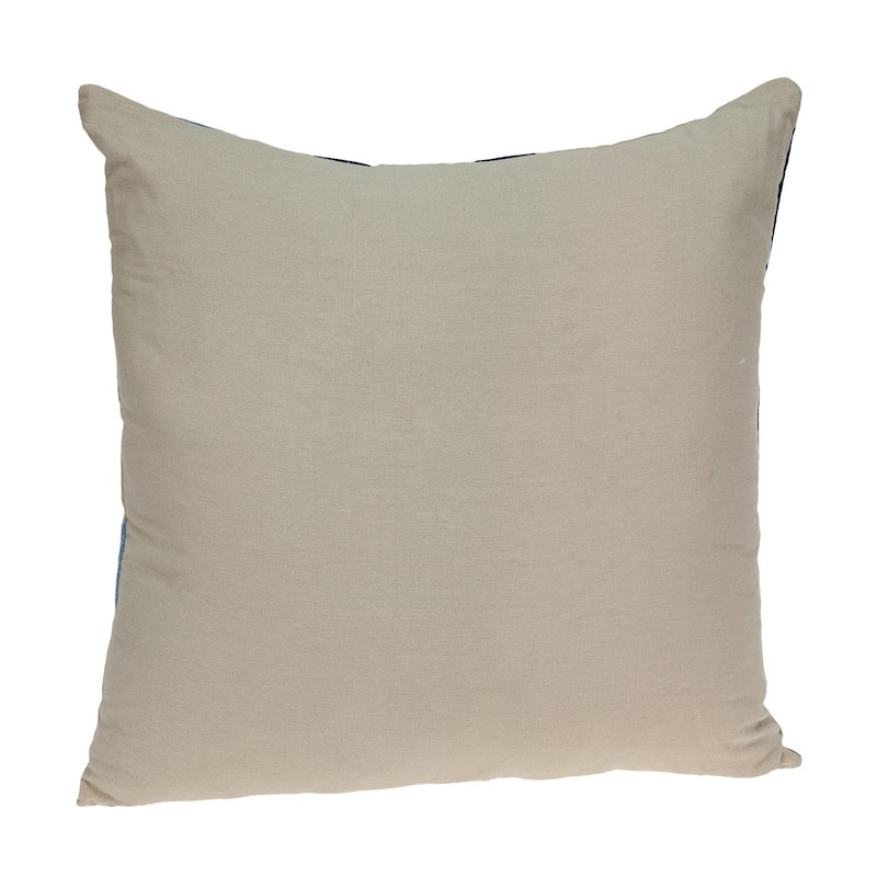 HomeRoots 22" Blue and Beige Abstract Cotton Throw Pillow With Embroidery