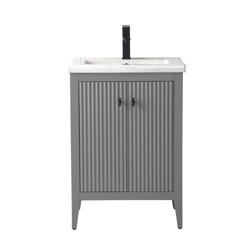Vanity Art 24" Single Sink Bathroom Vanity Cabinet with Ceramic Top