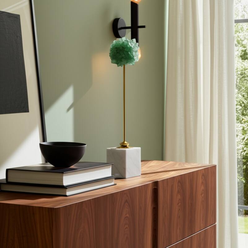 Metal Marble Decorative Object Sculpture with Modern Fauna Design - 3" x 3" x 16"