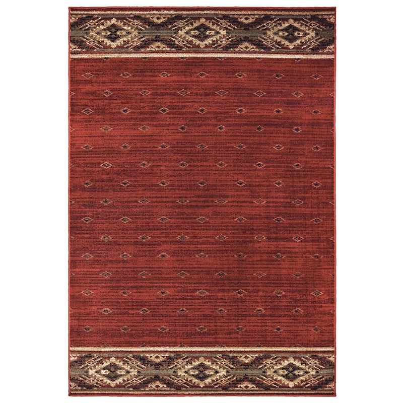 Style Haven Westley Tribal Border Lodge Style Area Rug - 5'3" x 7'3" - Red/Gold - Rectangle