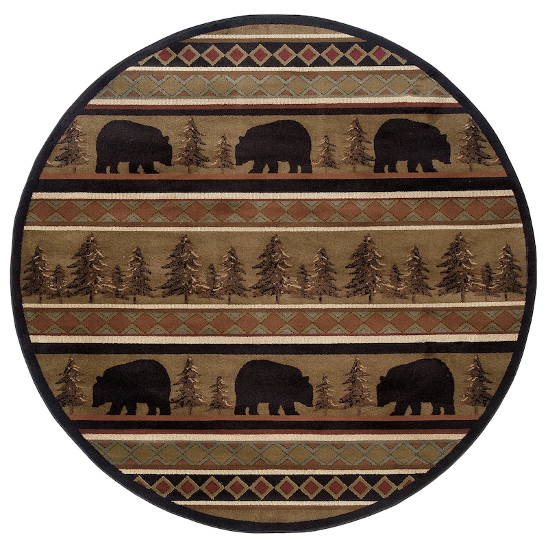 Style Haven Hearthstone Lodge Black/ Beige Area Rug - 7'8" Round - Round