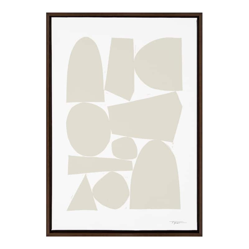 Kate and Laurel Sylvie II Neutral Framed Canvas by Statement Goods - 23x33 - Plastic - Walnut