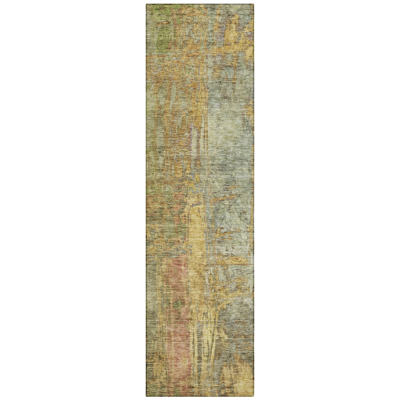 Machine Washable Indoor/ Outdoor Abstract Modern Chantille Rug