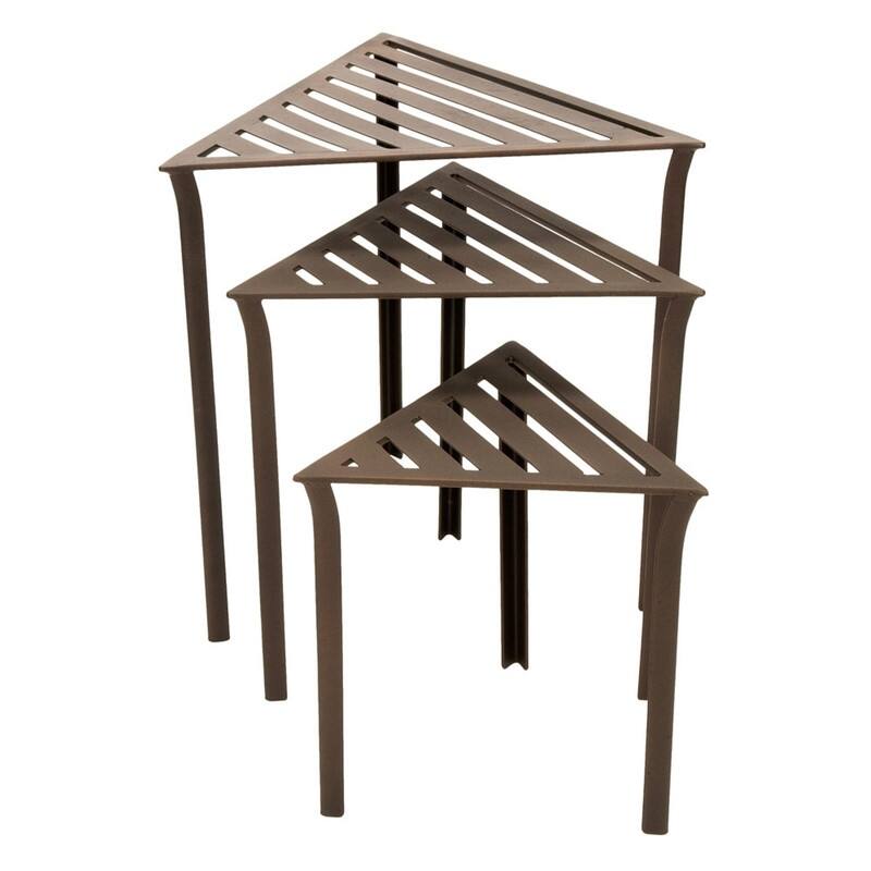 Achla Designs Set of 3 Triangular Nesting Tables, 24 Inch Tall, Roman Bronze Powder Coat Finish