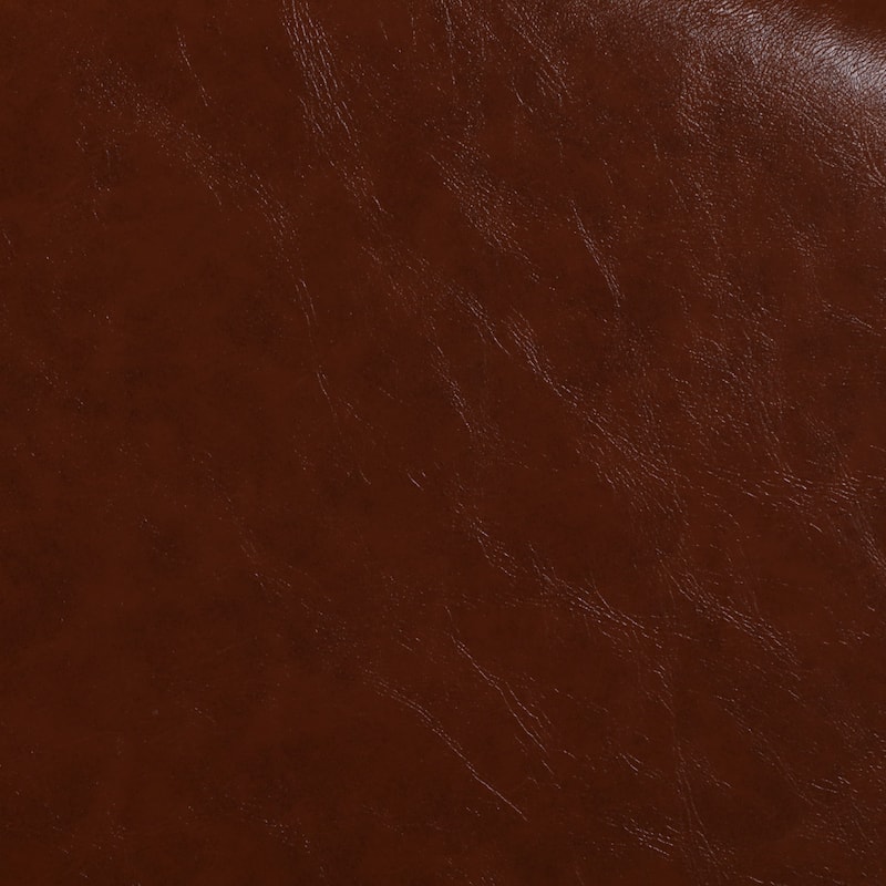 Leather and Pine Wood Ottoman Round Design Seating Accent - 18" Brown