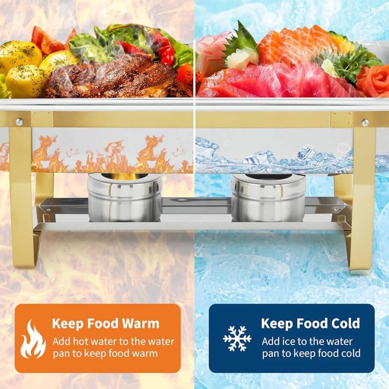8 Qt Buffet Chafing Dishes and Warmers Sets for Parties Wedding, Silver Gold