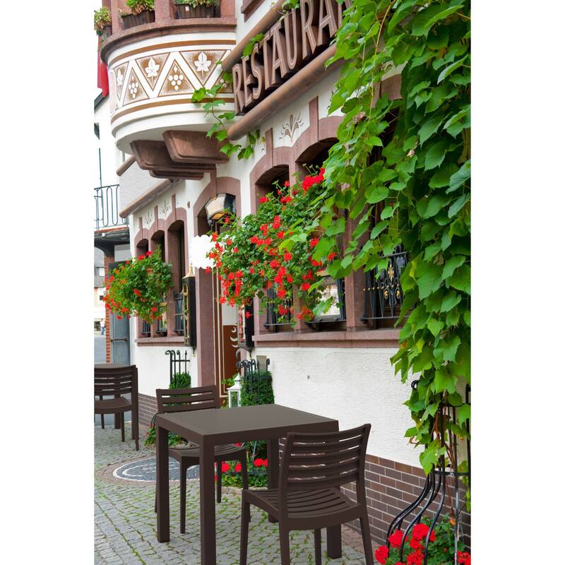 5-Piece Brown Stackable Square Outdoor Patio Dining Set 33"