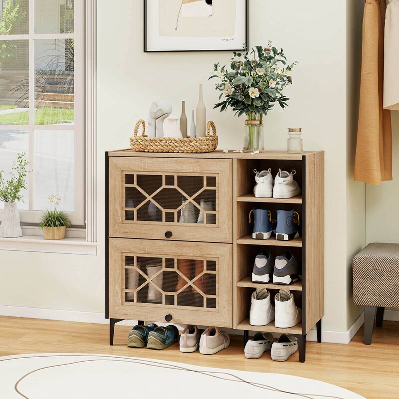 Costway Shoe Storage Cabinet with Flip Doors Adjustable and Removable - See Details