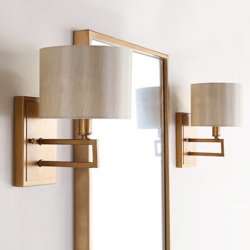 SAFAVIEH Lighting Melissia 9.5-inch Gold Sconce (Set of 2) - 6.5"x7.875"x9.5" - Antique Gold - 7Wx8Dx10H