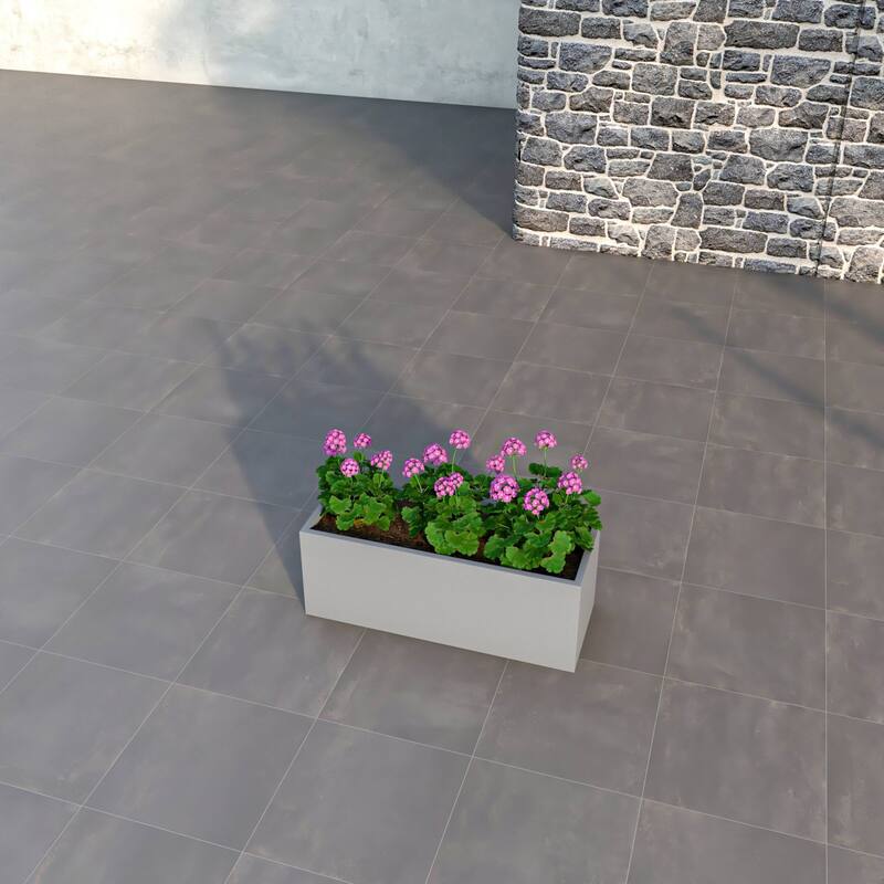 Flora Modern Rectangular Planter in Fiberstone and MGO Clay with Drainage for Indoor & Outdoor Home Office Patio Yard Decor