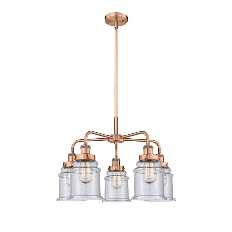 Innovations Lighting Canton - 5 Light 24" Stem Hung Chandelier - Antique Copper/Seedy