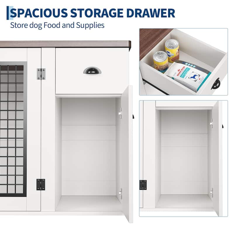 Dog Crate Furniture, Indoor Dog Kennel with Drawer and Cabinet - N/A