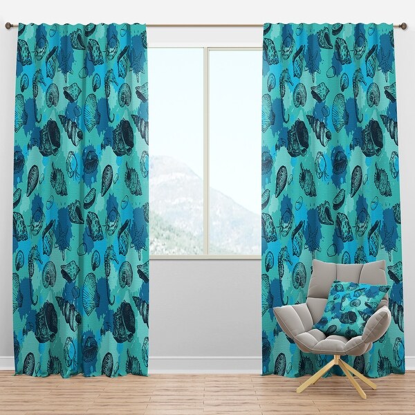 Miami Turquoise Gray White Fabric Shower Curtain Ocean Sea Shell Starfish Desig 
