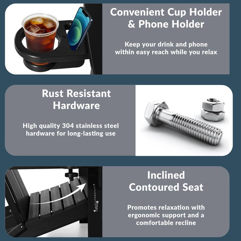 Hanniford Poly Adirondack 49 Inch Folding Bench