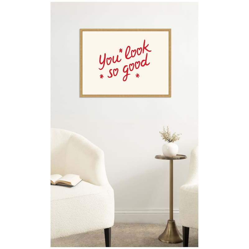 Kate and Laurel You Look So Good Red Motivational Typography by Lucky Guava Framed Canvas Wall Art Print