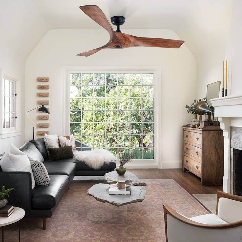 CO-Z 52-inch Modern Propeller Ceiling Fan with Remote - Without Light - Walnut