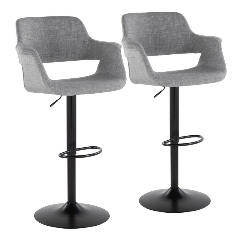 Lumisource Barstool with Swivel in Black and Charcoal, Set of 2 - 19"Lx23.5"Wx39-47.5"H
