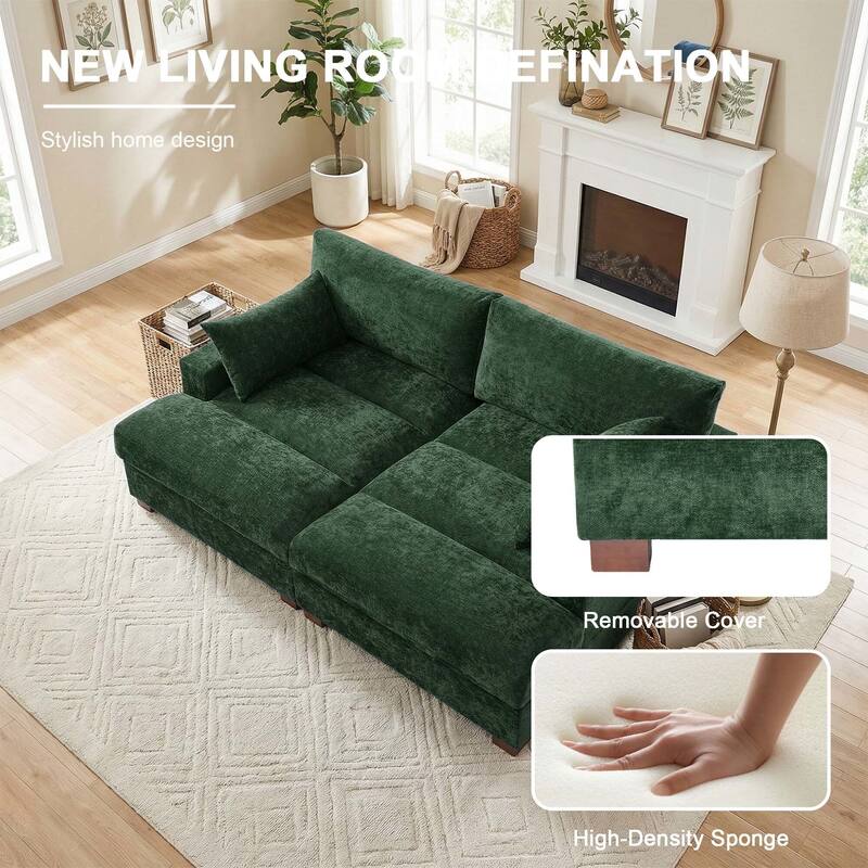 82.5"W Chenille Upholstered Sectional Modular Sofa With Chaise