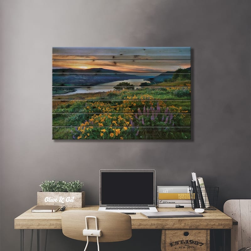 USA, Oregon. View of Lake Bonneville at sunrise. Print On Wood by Jaynes Gallery - Multi-Color