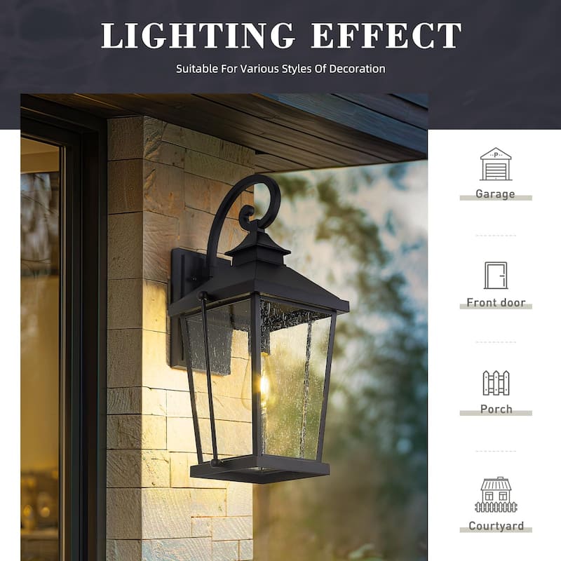 27 Inch 3-Light Outdoor Wall Light Seeded Glass