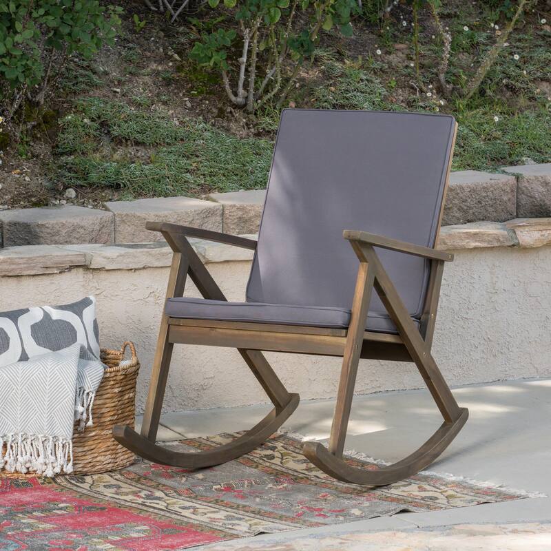 GUS ROCKING CHAIR with Soft Cushions and Durable Wooden Frame, Perfect for Indoor and Outdoor