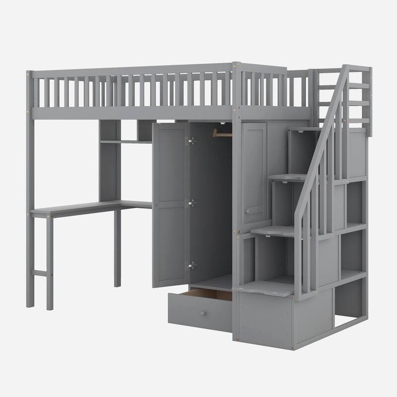 Loft Bed with Bookshelf