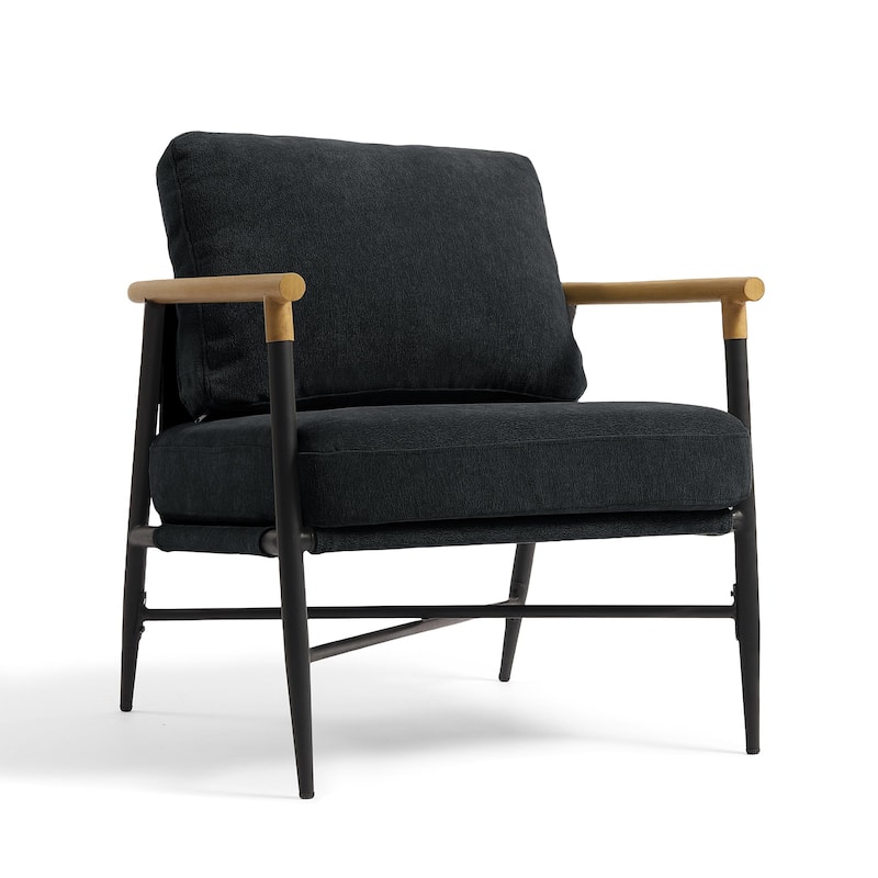 Industrial Upholstered Accent Chair Club Chair with Metal Frame