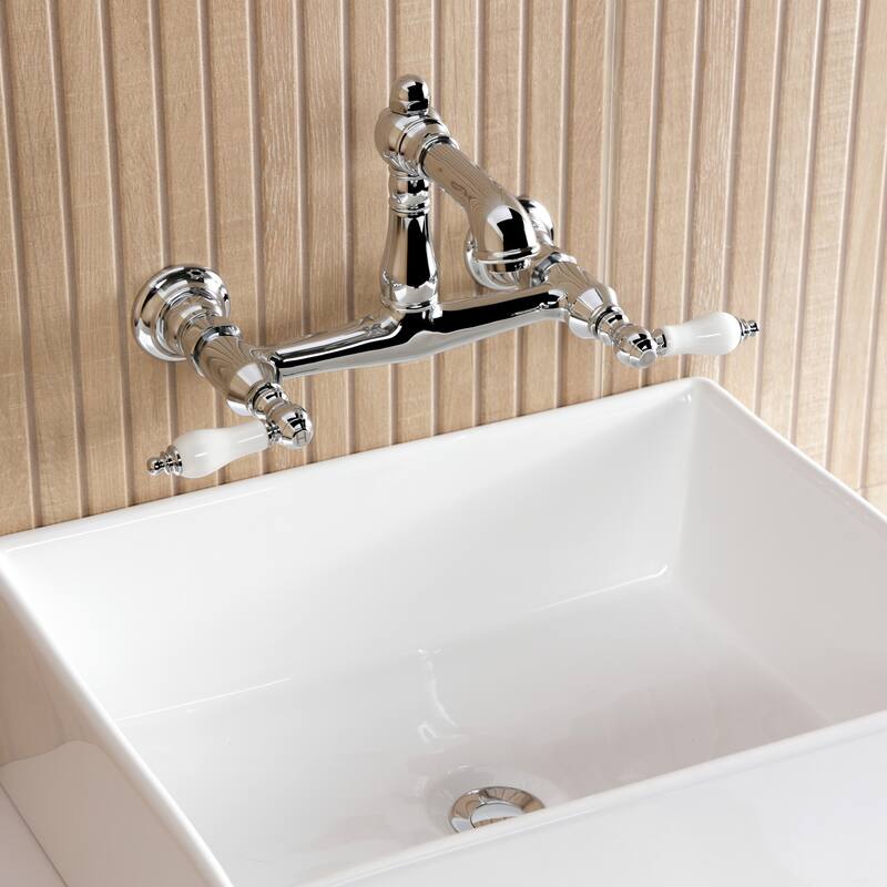 Kingston Brass English Country Two-Handle 2-Hole Wall Mount Bathroom Faucet