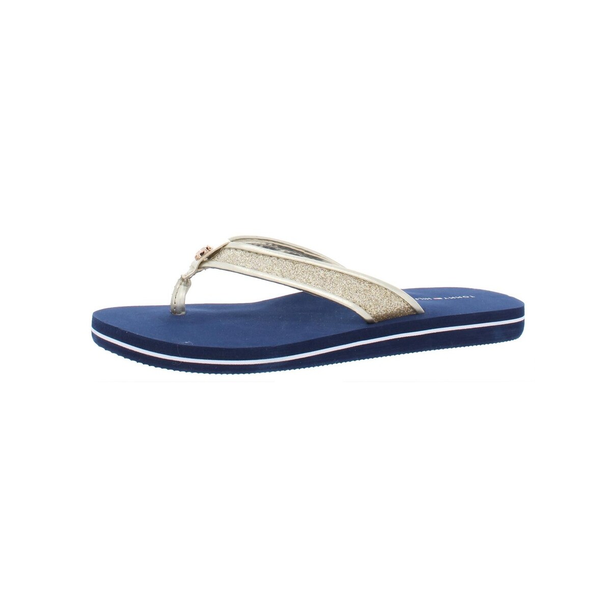 tommy hilfiger gold flip flops