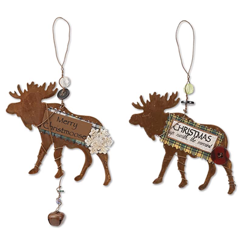 Christmas Ornament Moose, Set of 4