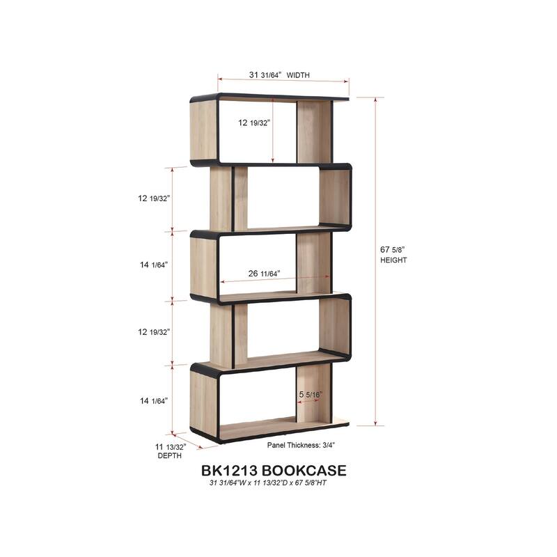 Nathan Collection Oak Black Laminated Wood 3, 4, or 5-Shelf Bookcase