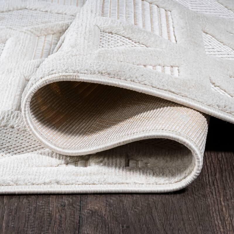 JONATHAN Y Peralta Neutral Geometric Indoor/Outdoor Area Rug