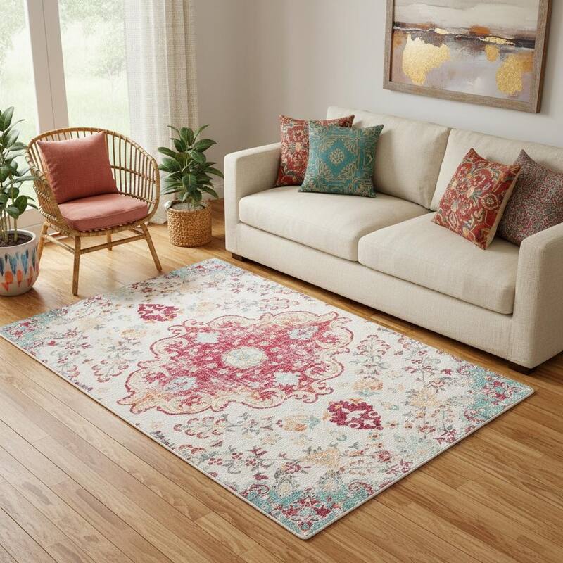 HomeRoots Medallion Traditional Rectangle Area Rug - 5' X 7'