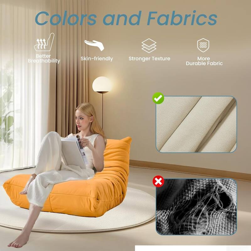 EROMMY Bean Bag Chair Togo Sofa - 28D Memory Foam Floor Chair for Adults & Kids, Lightweight Faux Leather Lounger in 5 Colors