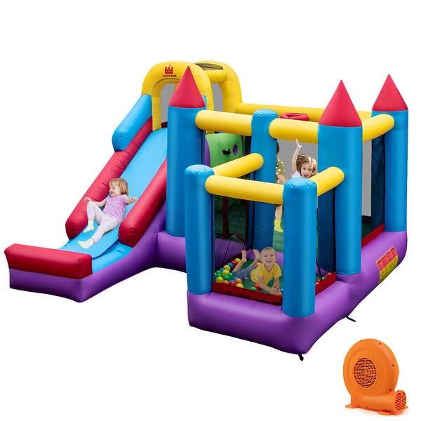 slide 2 of 10, Gymax Inflatable Bounce House 5-in-1 Inflatable Bouncer Indoor&Outdoor Kids