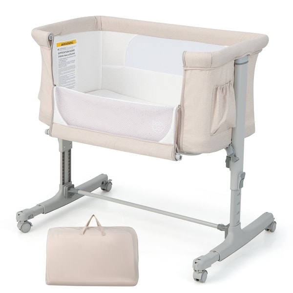 slide 2 of 19, Babyjoy 3-in-1 Baby Bassinet Beside Sleeper Crib with 5-Level - See Details