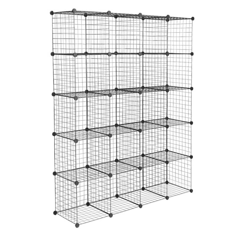 20-Cube Multifunctional Organizer Stackable Plastic Cube Storage Shelves,Black